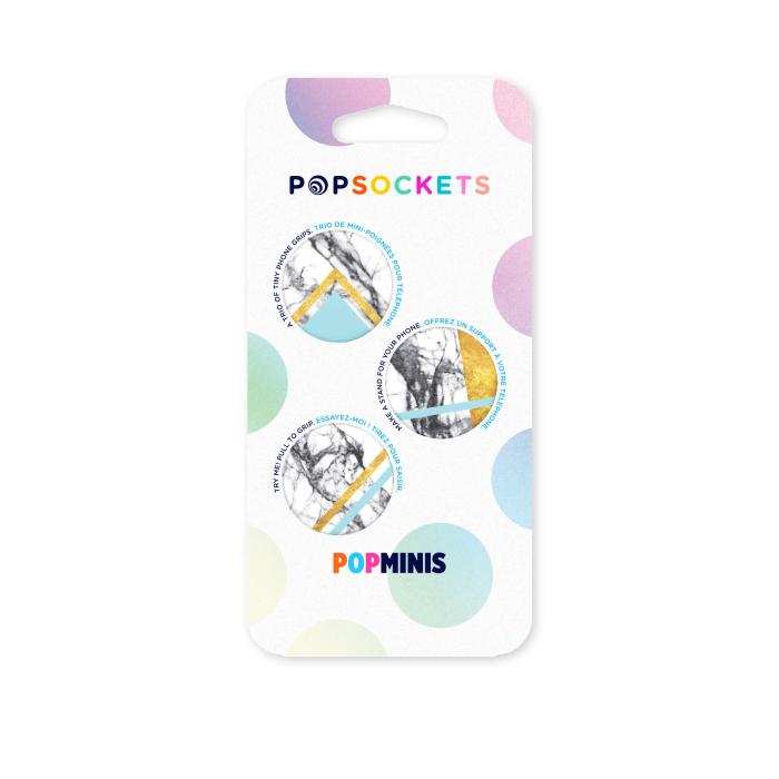 Bild 2, PopSockets 3-PACK Avtagbara MINI Grip White Marble Glam