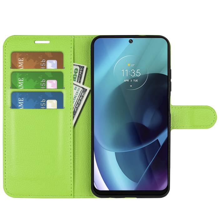 Bild 5, Motorola Moto G71 Fodral Litchi Textur Grön