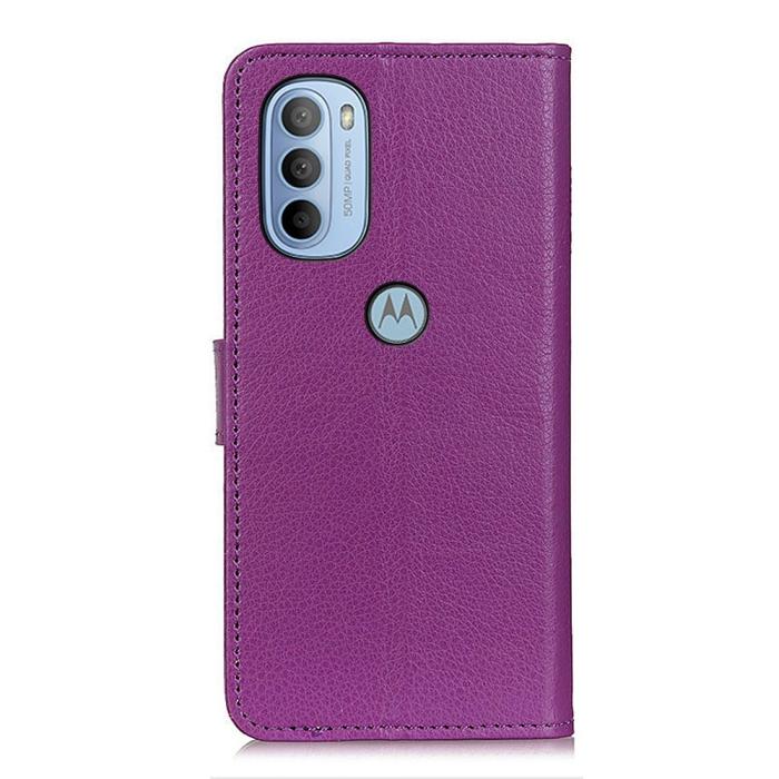 Bild 3, Motorola Moto G31 / G41 Fodral Litchi Läder Lila