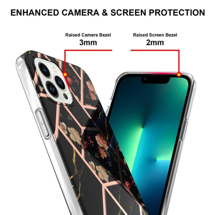 Bild 4, iPhone 14 Pro Skal Marmor TPU Svart