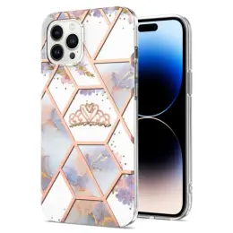 iPhone 14 Pro Skal Marmor TPU Krona