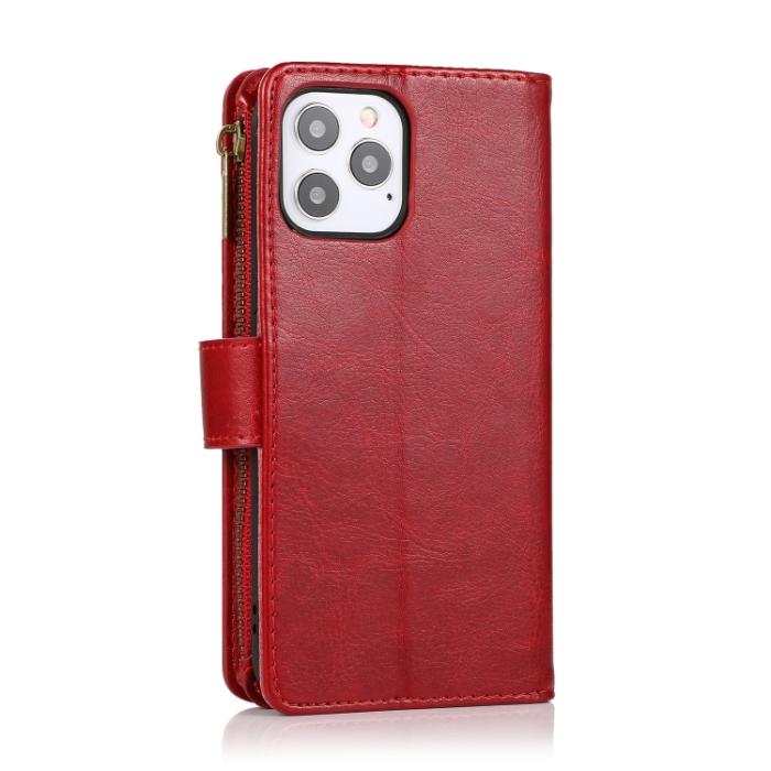 Bild 3, iPhone 14 Fodral 9-kort Multifunktionell Läder Röd