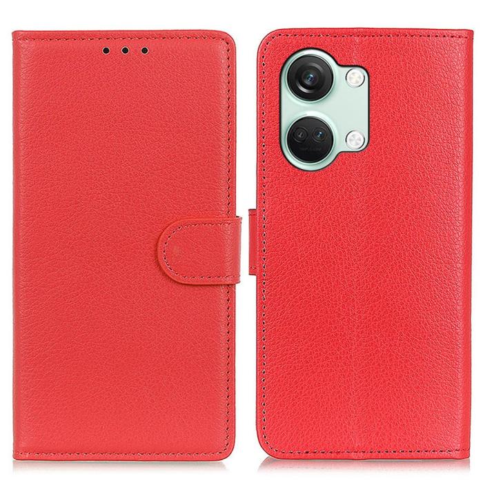 Bild 1, OnePlus Nord 3 5G Fodral Litchi Läder Röd