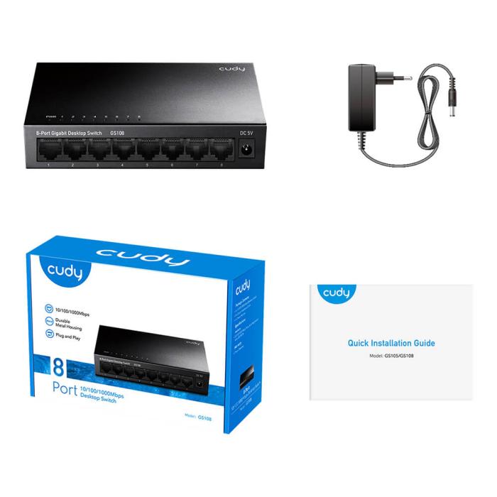 Bild 3, Cudy Switch GS108 8-port Gigabit Svart