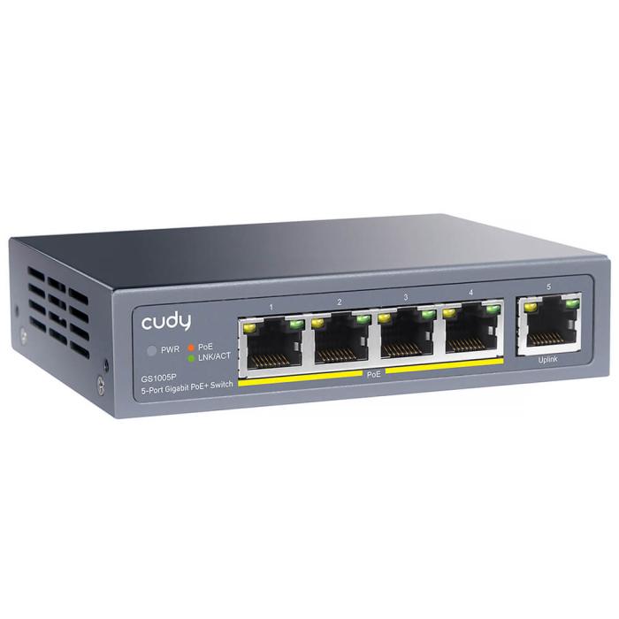 Bild 3, Cudy Switch GS1005P 5-port Gigabit PoE+ 60W Grå