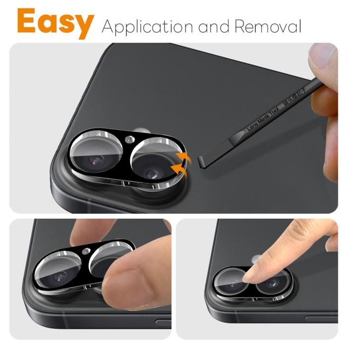 Bild 3, NORTHJO iPhone 17 2-PACK Linsskydd Härdat Glas Svart
