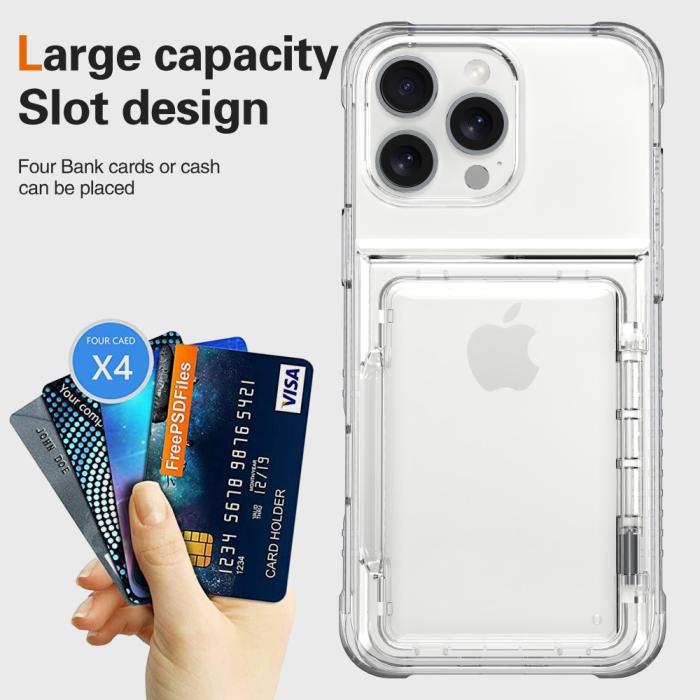 Bild 4, iPhone 16 Pro Skal Kickstand Med Korthållare Transparent
