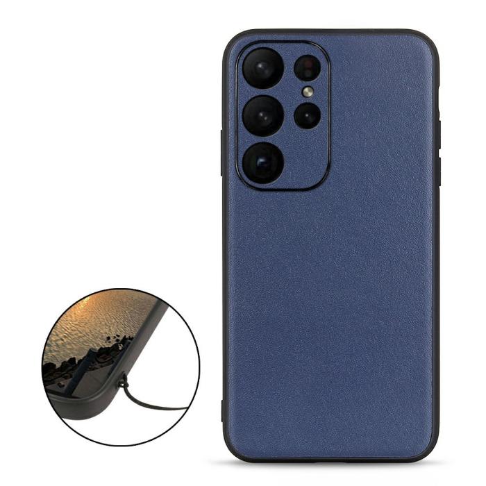 Bild 2, Samsung Galaxy S23 Ultra Skal Äkta Läder Blå