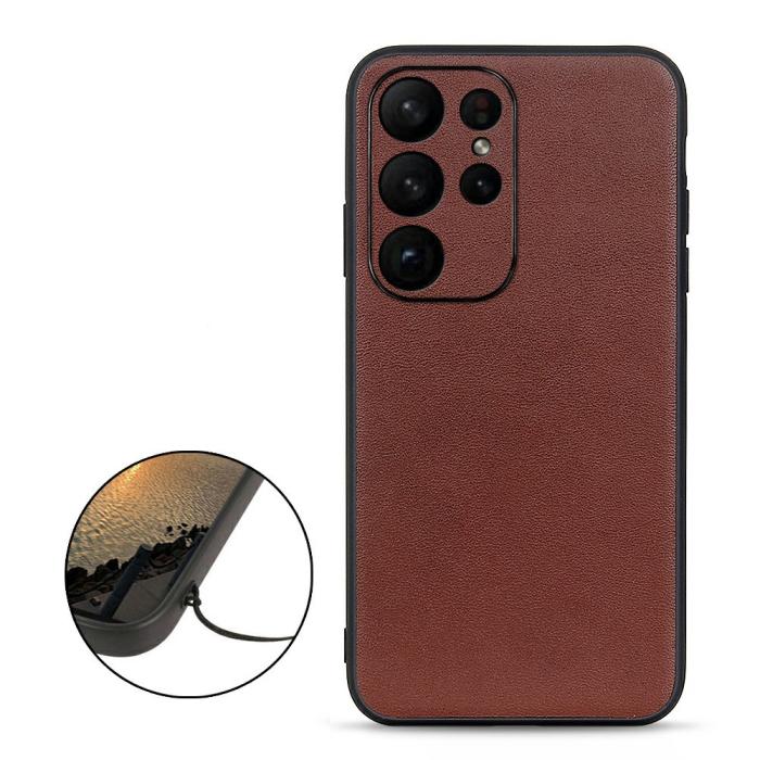Bild 2, Samsung Galaxy S23 Ultra Skal Äkta Läder Brun