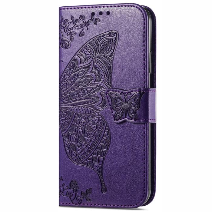 Bild 2, Xiaomi 11T / 11T Pro Fodral Läder Butterfly Lila