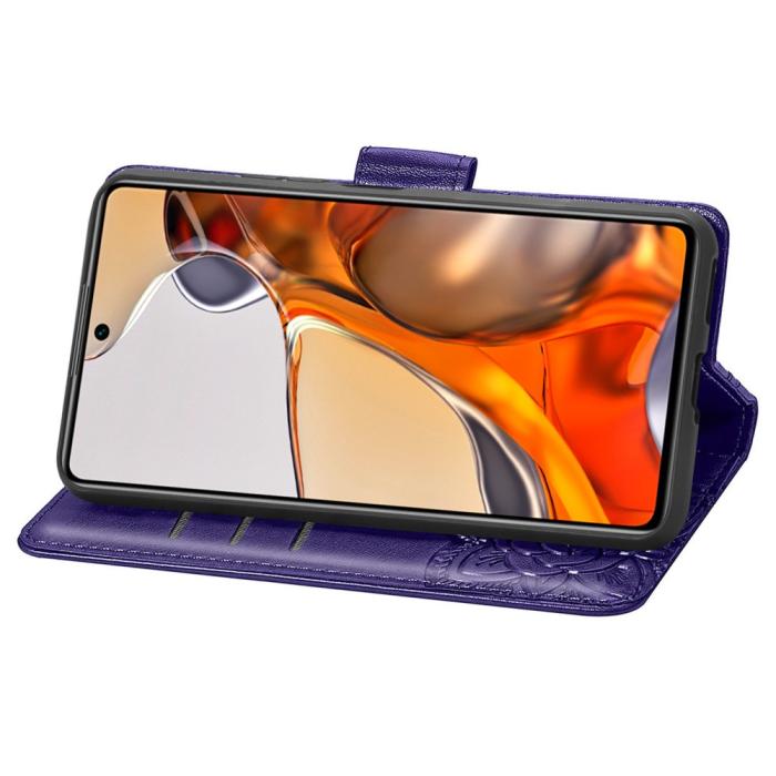 Bild 5, Xiaomi 11T / 11T Pro Fodral Läder Butterfly Lila