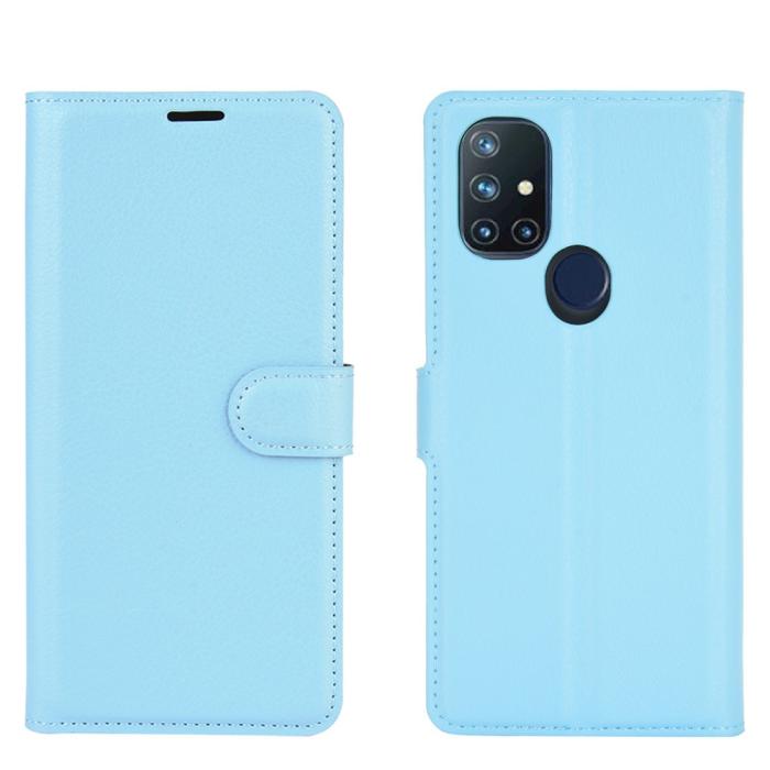 Bild 2, OnePlus Nord N10 5G - Litchi Fodral - Ljus Blå