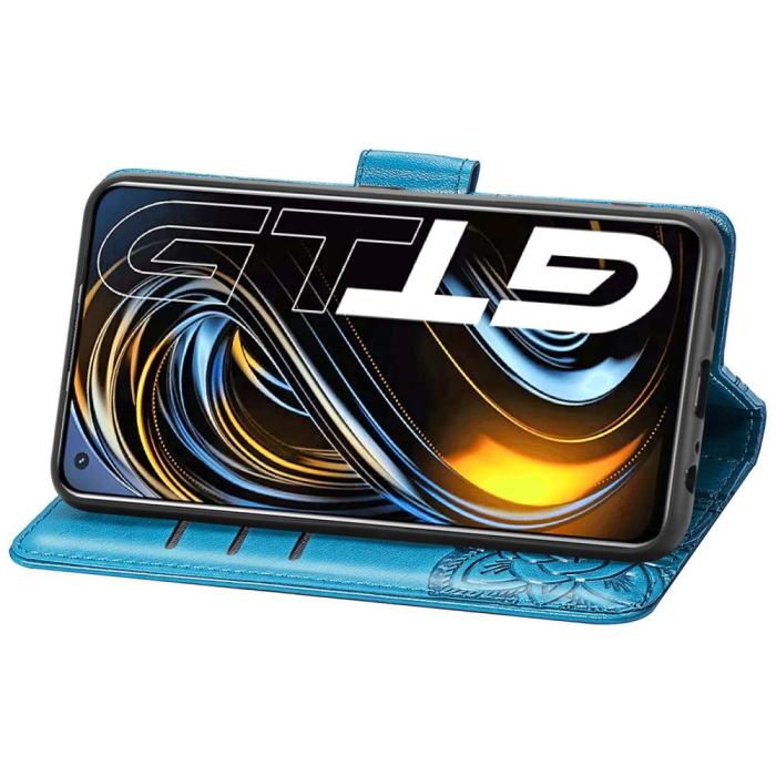 Bild 6, Realme GT 5G - Butterfly Läder Fodral - Blå
