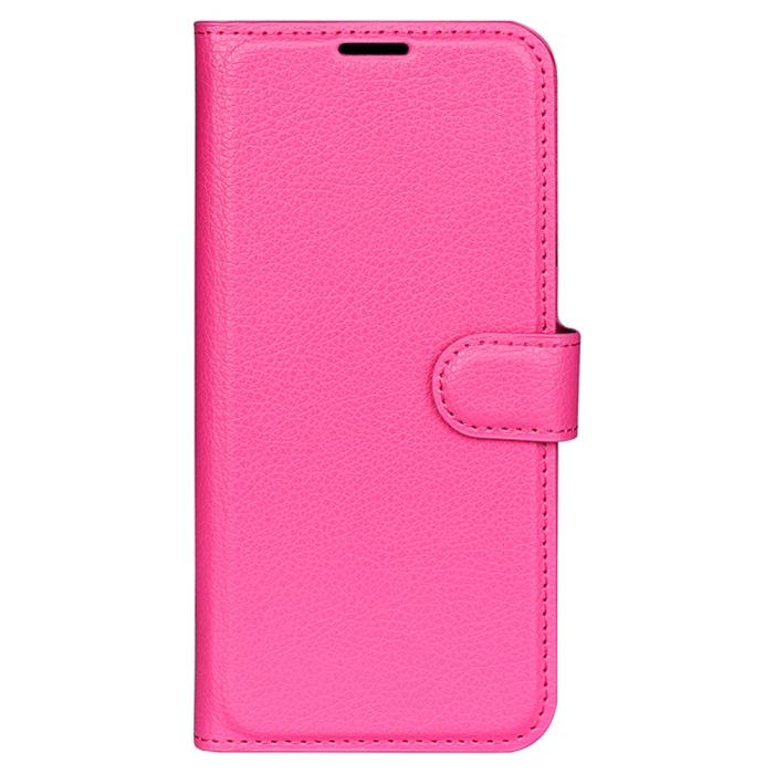 Bild 5, iPhone 16 Pro Max Fodral Litchi Läder Textur Rosa