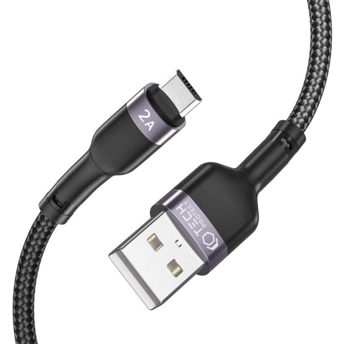 Bild 2, Tech-Protect 25 cm 2.4A MicroUSB UltraBoost Laddkabel Svart