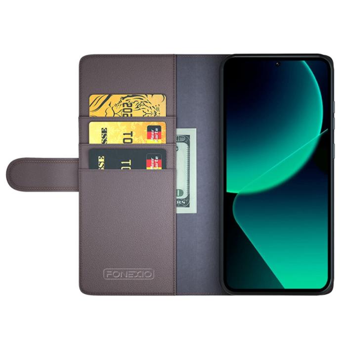 Bild 2, Xiaomi 13T / 13T Pro Fodral Premium Äkta Läder Brun