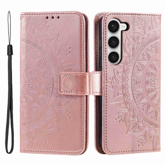 Bild 1, Samsung Galaxy S23 Fodral Mandala Läder Roséguld
