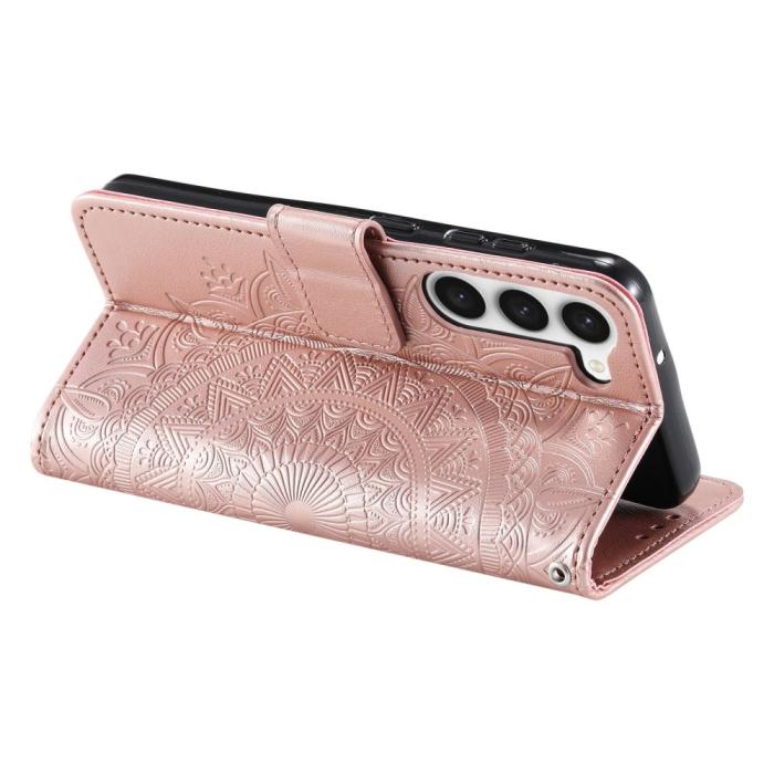 Bild 4, Samsung Galaxy S23 Fodral Mandala Läder Roséguld