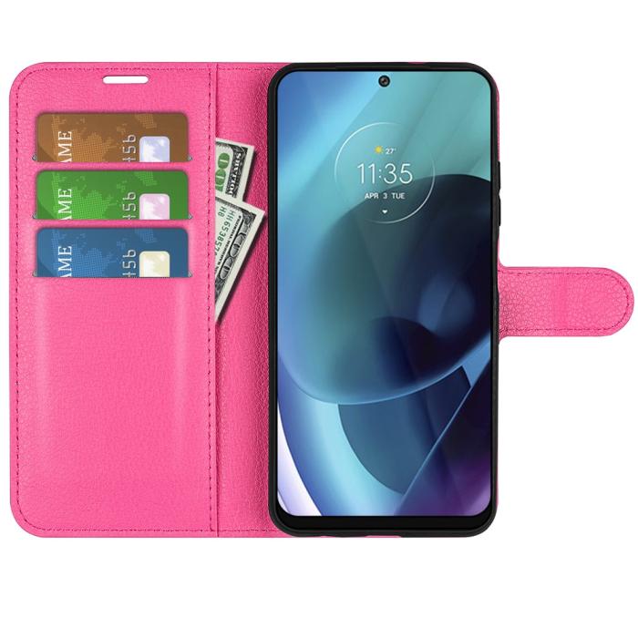 Bild 5, Motorola Moto G71 Fodral Litchi Textur Rosa