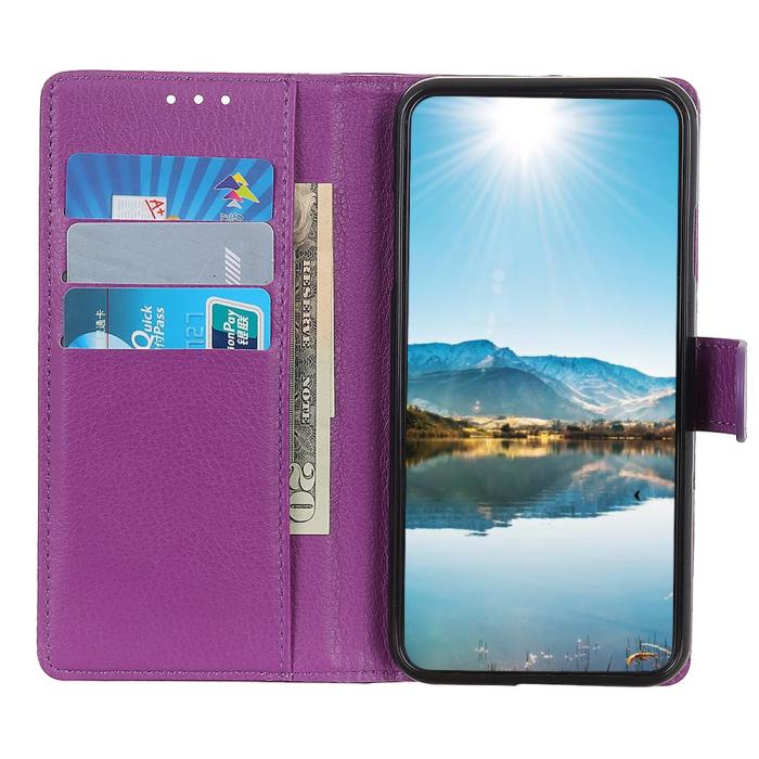 Bild 5, Motorola Moto G31 / G41 Fodral Litchi Läder Lila