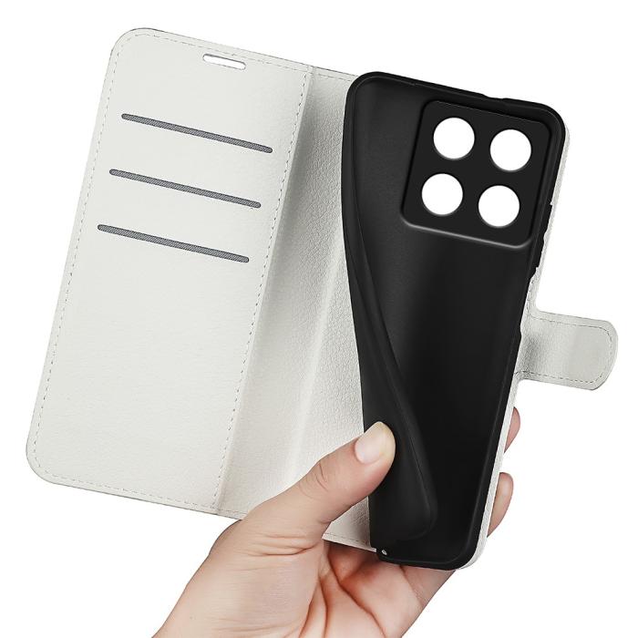 Bild 4, Xiaomi 14T Fodral Litchi Läder Vit