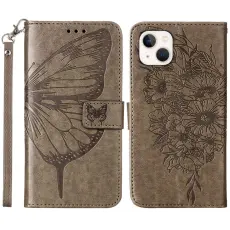 iPhone 15 Plus Fodral Med Tryck Fj&auml;ril Gr&aring;