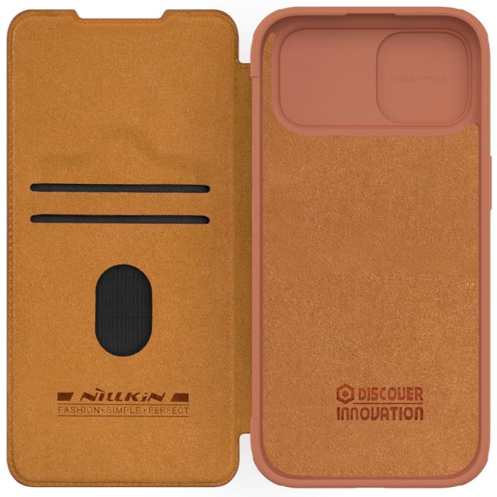 Bild 5, NILLKIN iPhone 15 Plus Fodral Qin CamShield Brun