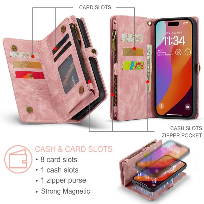 Bild 5, CASEME iPhone 16 Pro Max Fodral Multifunktionell Rosa
