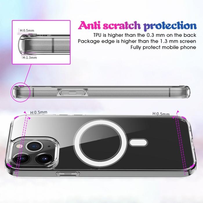 Bild 4, iPhone 15 Pro Max Skal MagSafe Akryl/TPU Transparent
