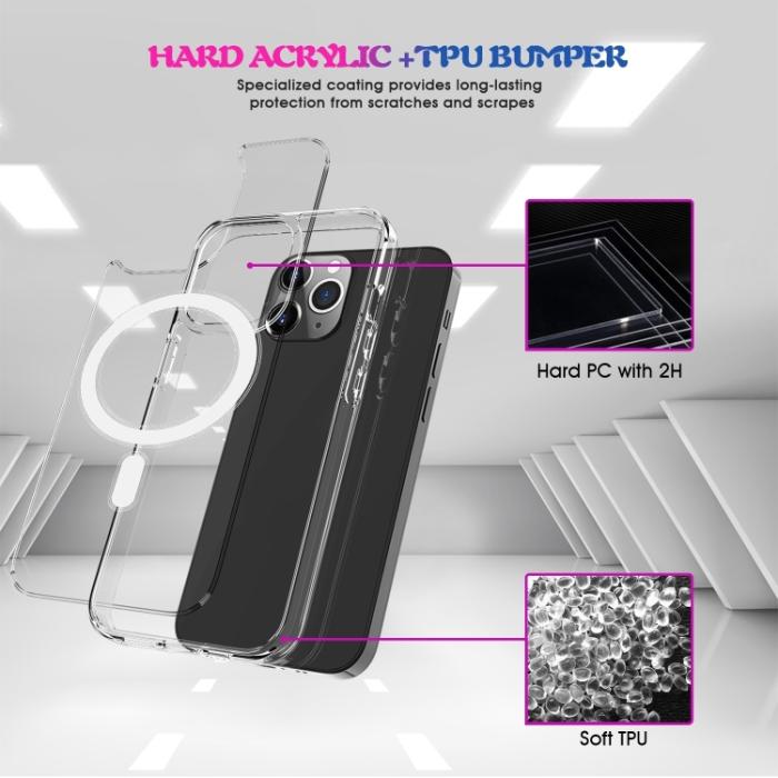 Bild 5, iPhone 15 Pro Max Skal MagSafe Akryl/TPU Transparent