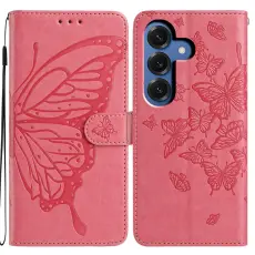 Samsung Galaxy S26 Fodral Fj&auml;ril Tryck Rosa