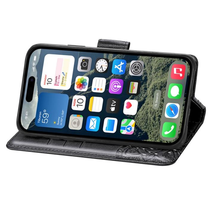 Bild 3, iPhone 16 Fodral Fjäril Tryck Svart