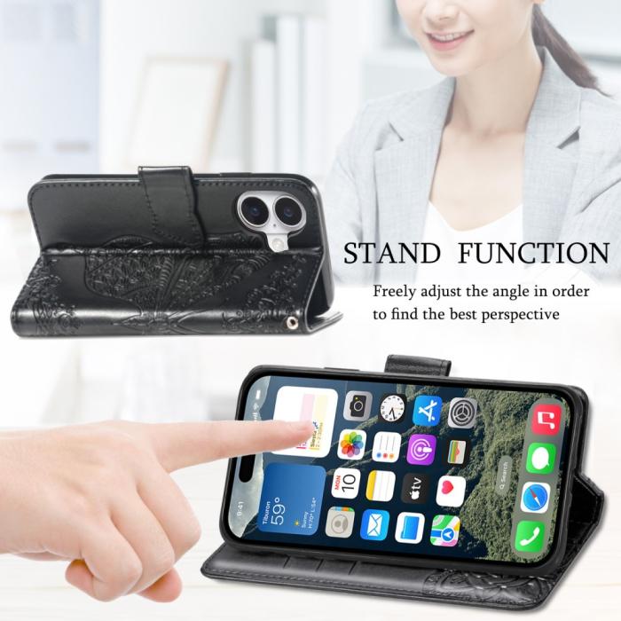 Bild 4, iPhone 16 Fodral Fjäril Tryck Svart