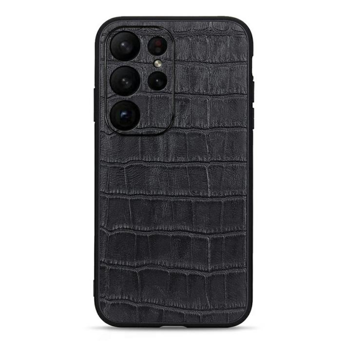 Bild 1, Samsung Galaxy S23 Ultra Skal Äkta Läder Krokodil Textur Svart