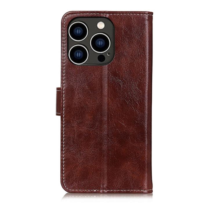 Bild 3, iPhone 15 Pro Fodral Retro Crazy Horse Brun
