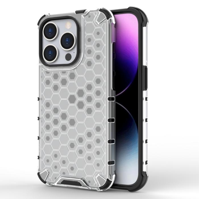 Bild 1, iPhone 15 Pro Skal Shockproof Honeycomb Vit