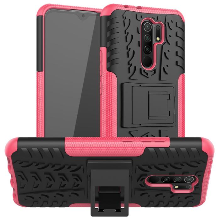 Bild 1, Xiaomi Redmi 9 - Ultimata Stöttåliga Skalet med Stöd - Rosa