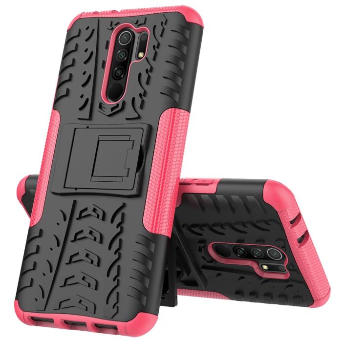 Bild 2, Xiaomi Redmi 9 - Ultimata Stöttåliga Skalet med Stöd - Rosa