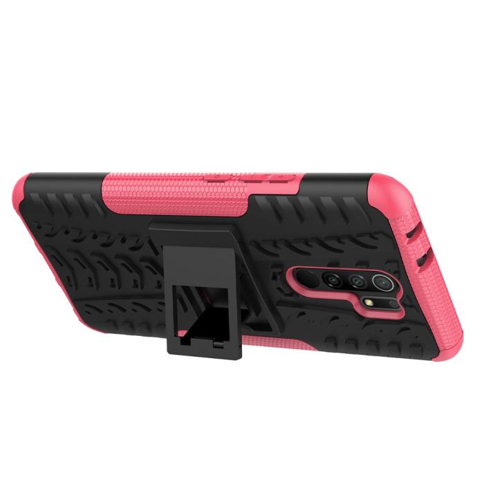 Bild 5, Xiaomi Redmi 9 - Ultimata Stöttåliga Skalet med Stöd - Rosa