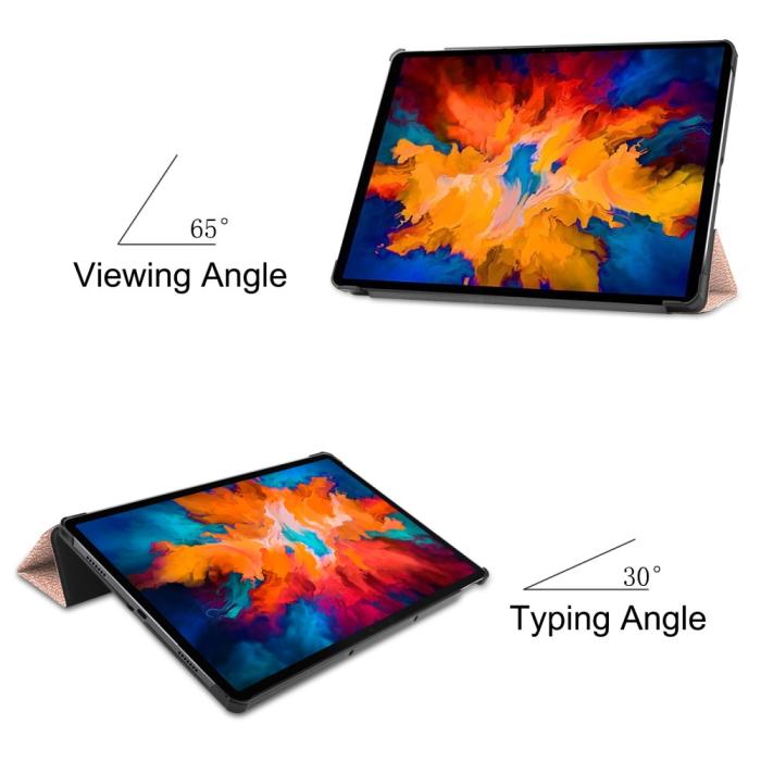 Bild 2, Lenovo Tab P11 Pro - Tri-Fold Läder Fodral - Roséguld