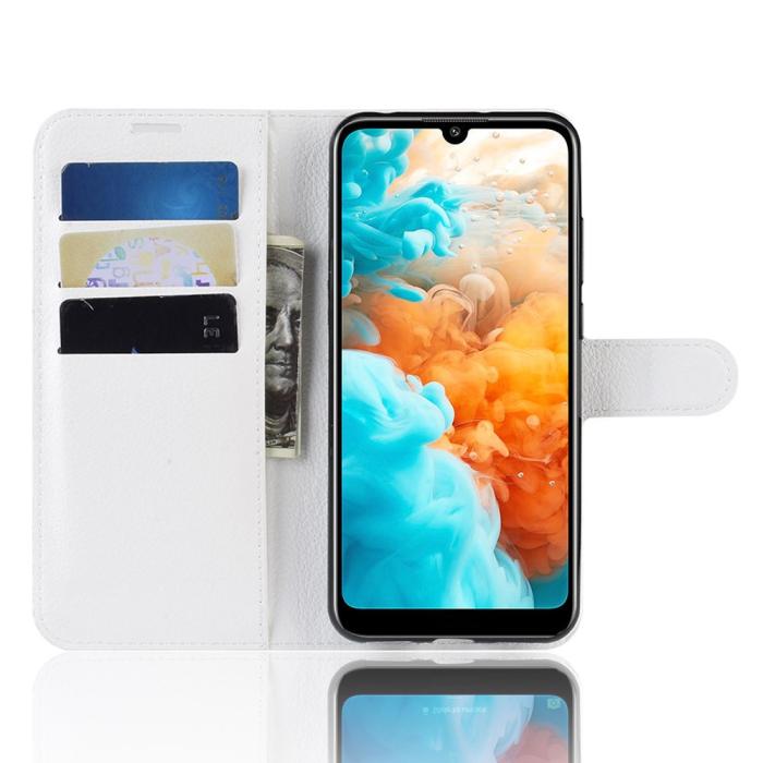 Bild 4, Huawei Y6 (2019) - Litchi Plånboksfodral - Vit