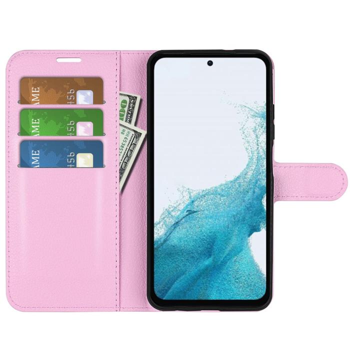 Bild 2, Samsung Galaxy A54 5G Fodral Litchi Läder Ljus Rosa