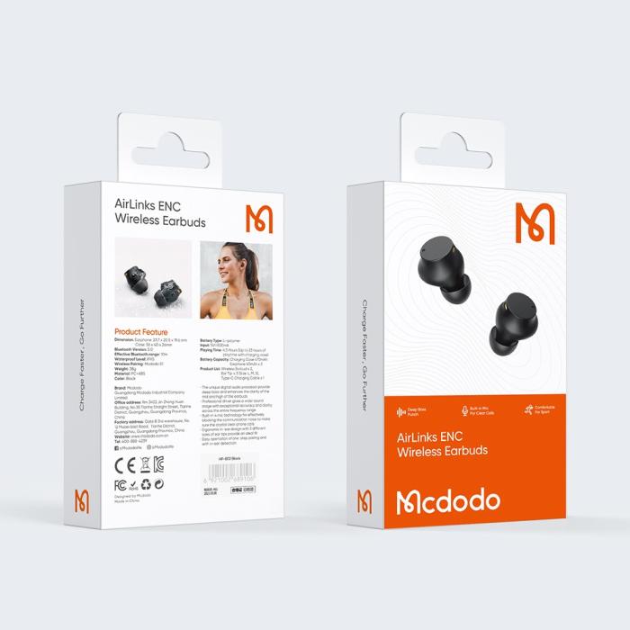 Bild 6, Mcdodo AirLinks IPX5 Trådlösa Sporthörlurar Svart