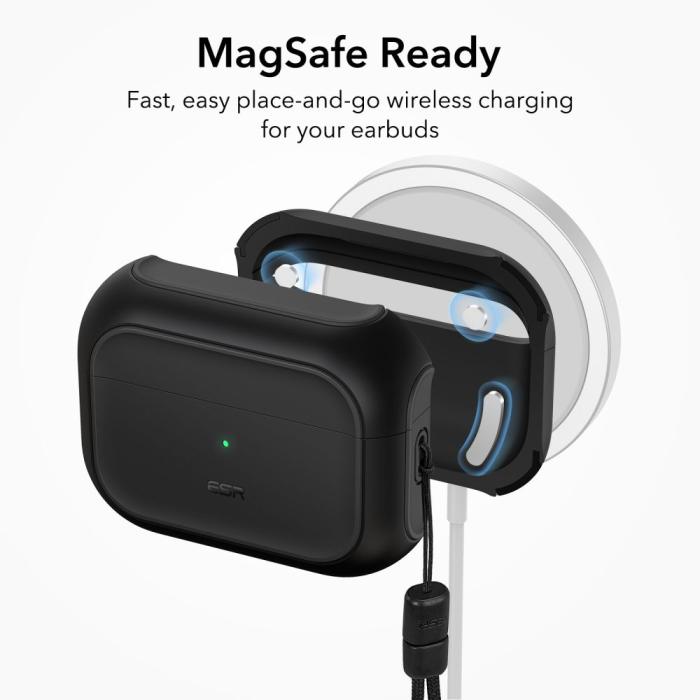 Bild 2, ESR AirPods Pro 1/2 Fodral Orbit MagSafe HaloLock Svart