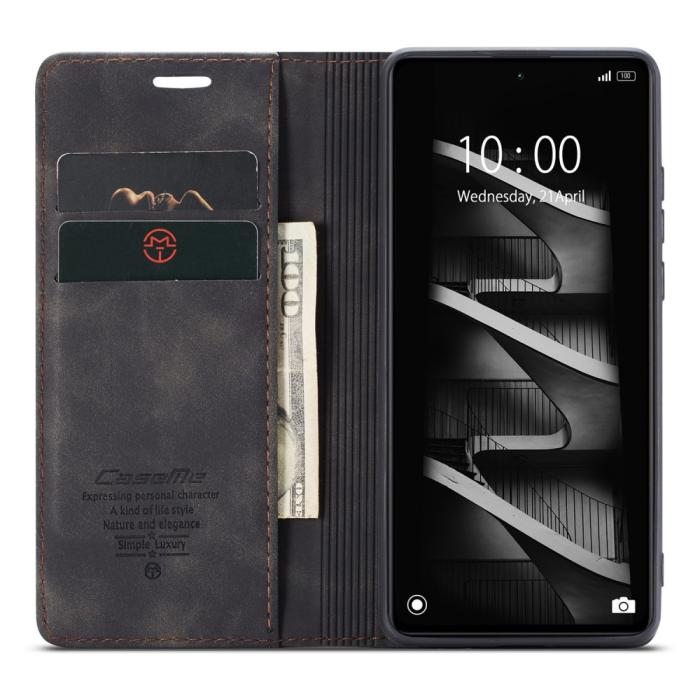 Bild 2, CASEME Xiaomi Redmi Note 12 Pro 5G Fodral Retro Flip Läder Svart