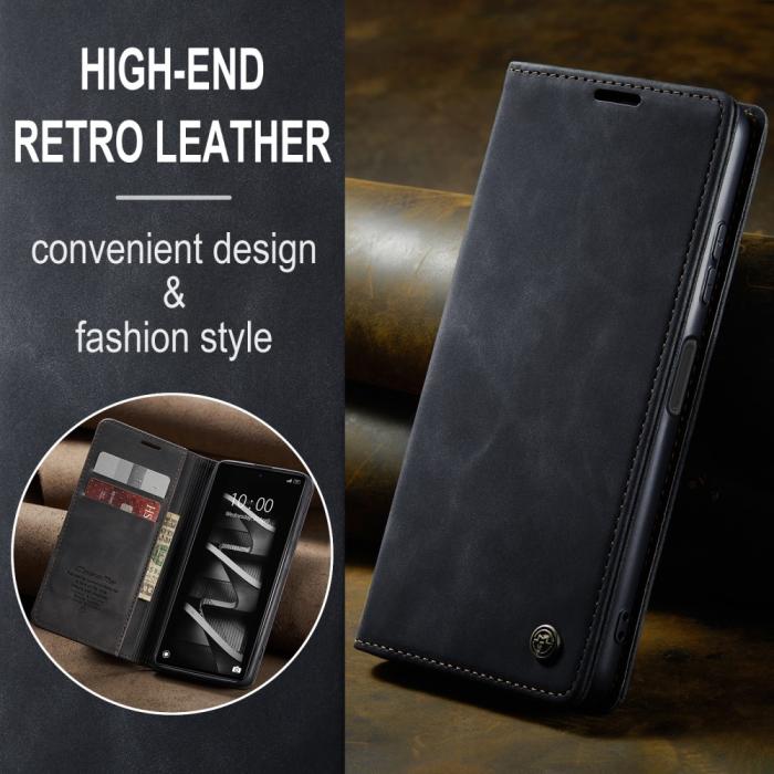 Bild 4, CASEME Xiaomi Redmi Note 12 Pro 5G Fodral Retro Flip Läder Svart
