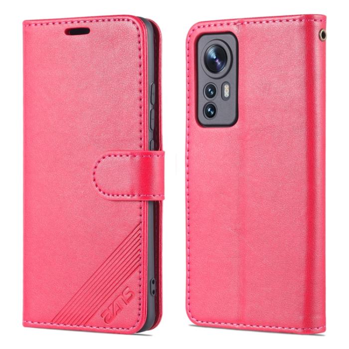 Bild 2, AZNS Xiaomi 12 Fodral Läder Röd