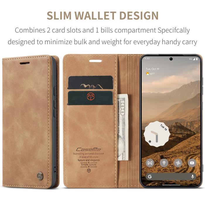 Bild 2, CASEME Google Pixel 11 Pro XL Fodral RFID Läder Brun
