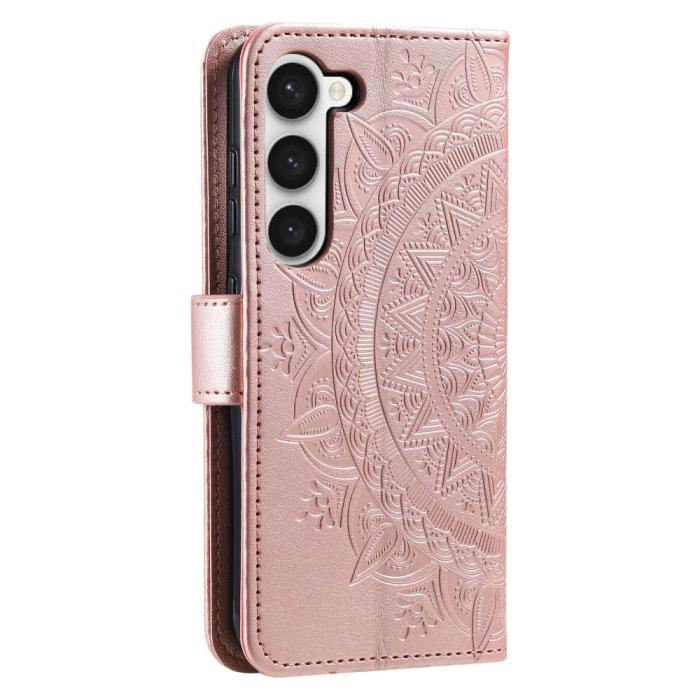 Bild 6, Samsung Galaxy S23 Fodral Mandala Läder Roséguld