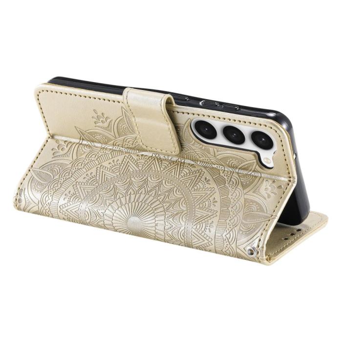 Bild 4, Samsung Galaxy S23 Fodral Mandala Läder Guld